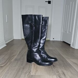 Bandolino Women's Black Over the Knee Tall Leather Riding Boots Size 8.5